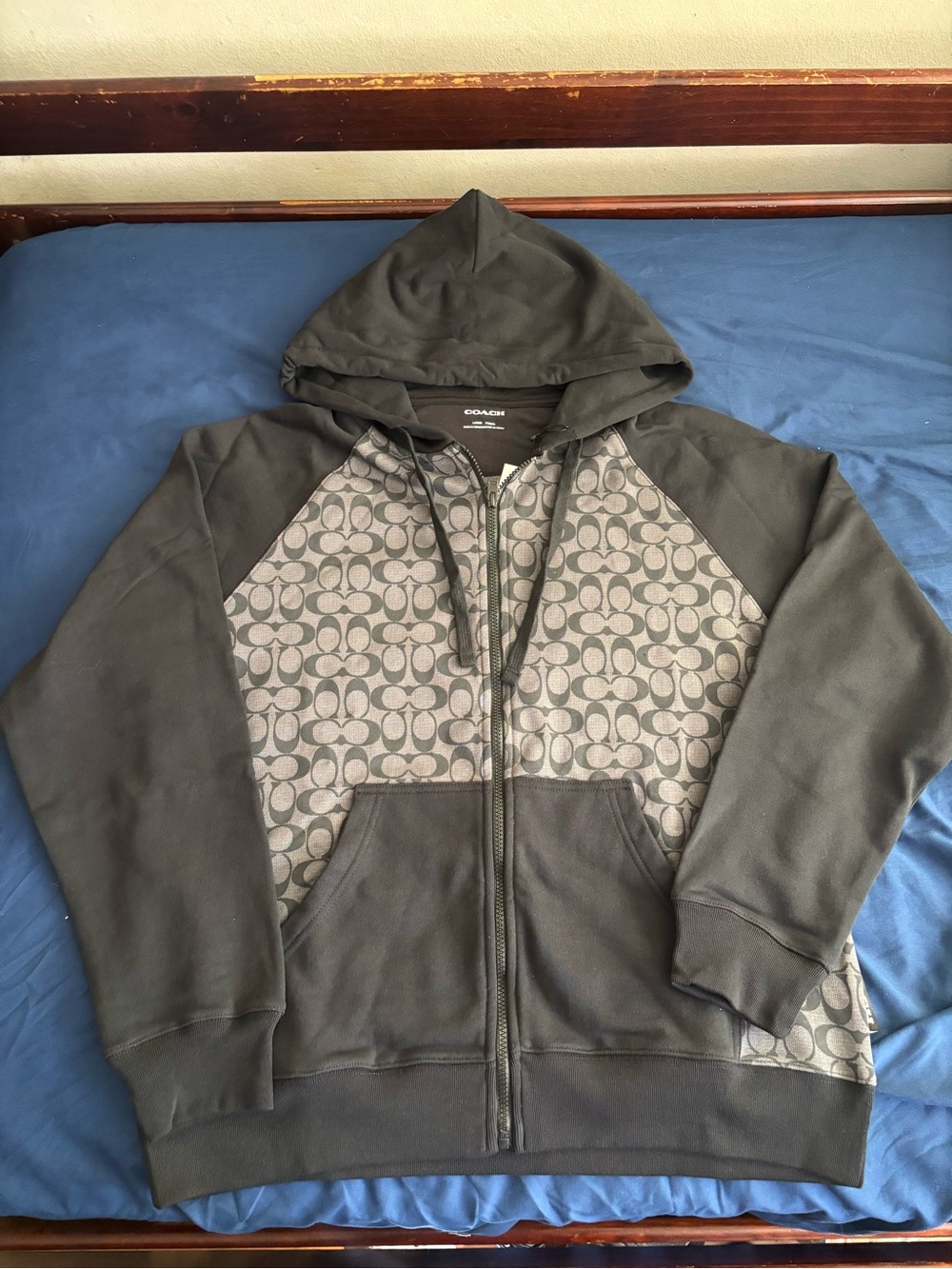 Coach Men’s Charcoal Gray Signature Zip Hoodie